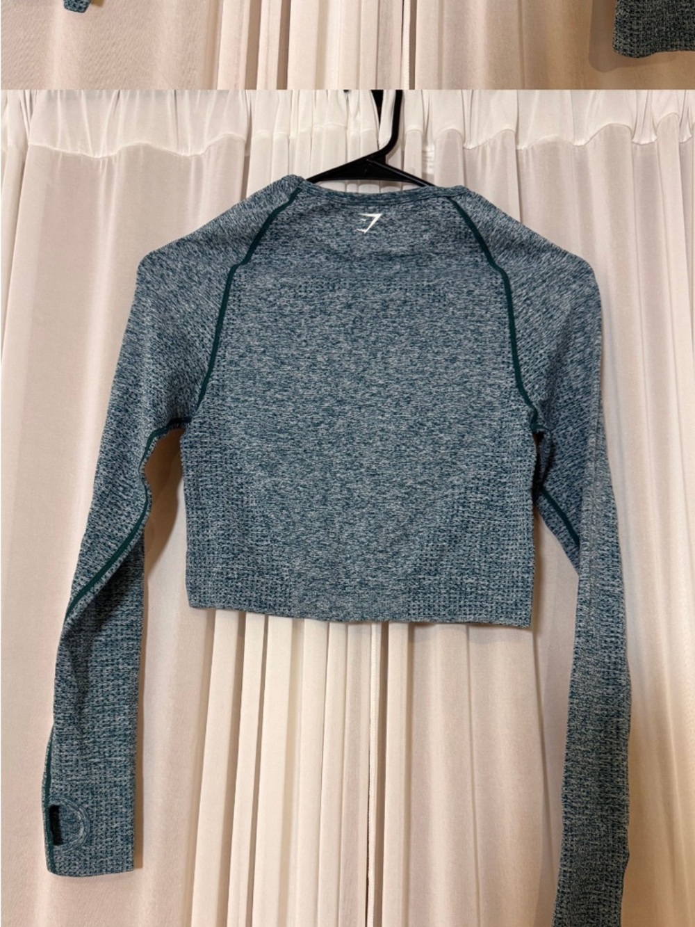 Gymshark Teal Heather Long-Sleeve Seamless Crop Top - Picture 3 of 4